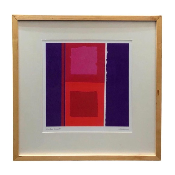Vintage “Cubic Heat” Framed Lithograph by Amaina, Ready to Hang - Picture 1 of 1